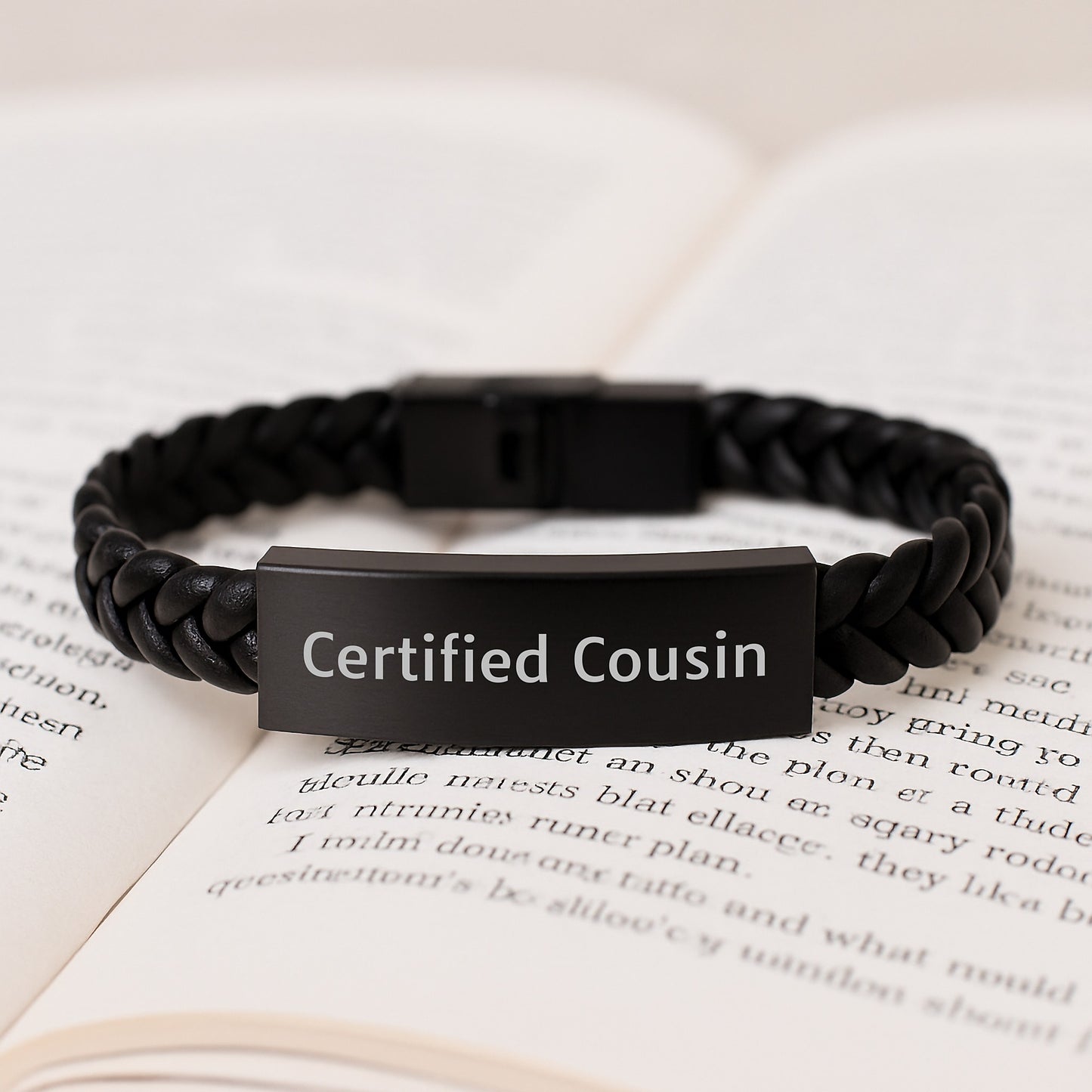 Funny Cousin Gifts, Christmas Unique Gifts for Men, Women, or Family - 'Life is Better with Cousins, I'm Lucky to Have You' Certified Cousin Interlaced Leather Bracelet - Image 3