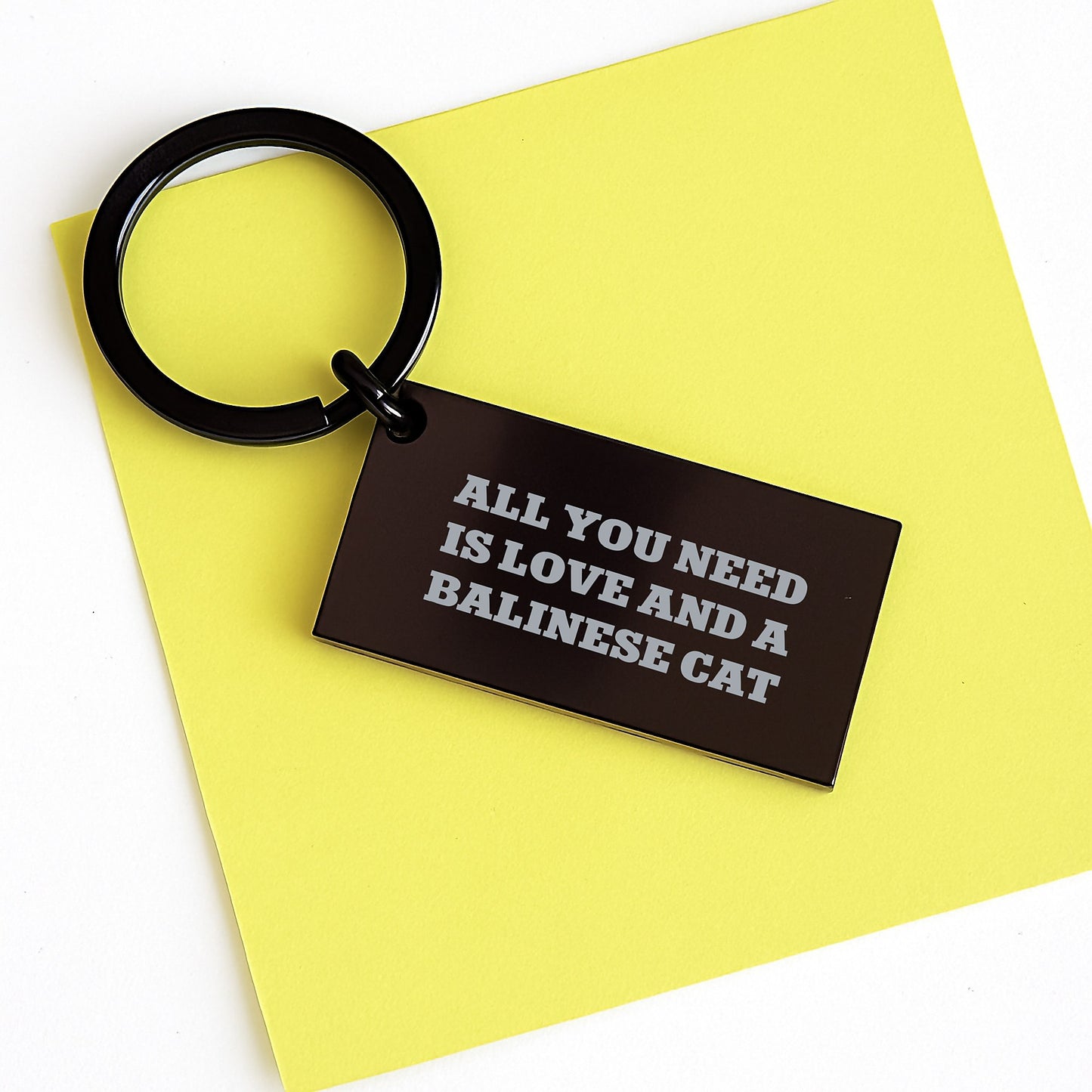 Balinese Cat Lover Gifts from Men to Women Valentine's Unique Keychain with 'All You Need Is Love And A Balinese Cat' Quote - Image 3