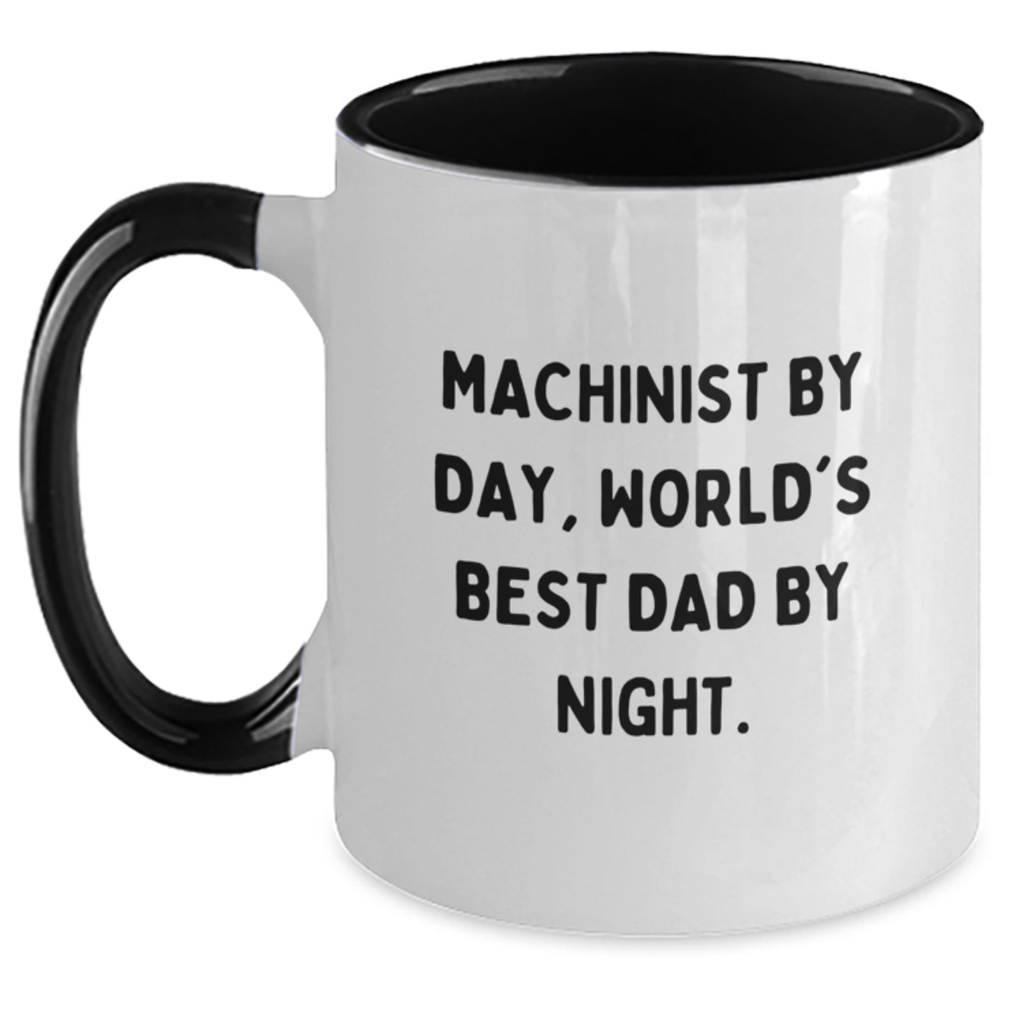 Machinist Gifts Funny Two Tone Coffee Mug, Gifts from Dad to Machinist on Valentine's, Machinist By Day, World's Best Dad By Night. - Main