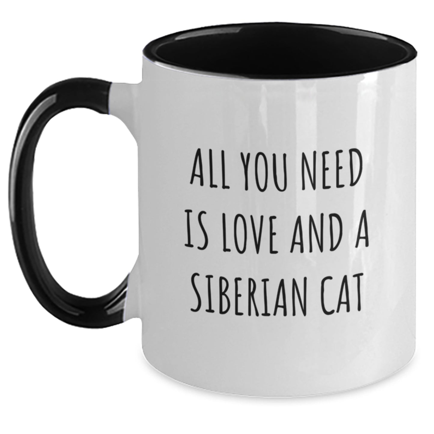 Siberian Cat Gifts from Men to Women on Valentine's - Funny Cat Lover Two Tone Coffee Mug, All You Need Is Love - Main