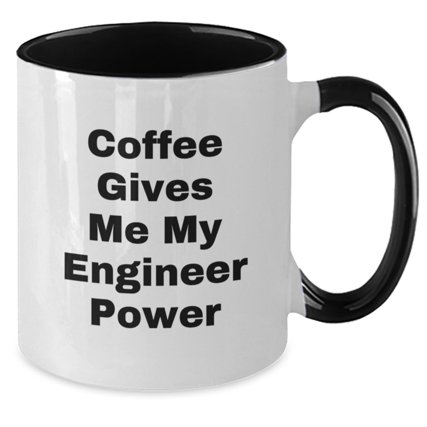 Funny Engineer Two Tone Coffee Mugs - Gifts from Men to Engineer Friends on Valentine's - 'Coffee Gives Me My Engineer Power' Quote - 2 Tone Ceramic Mugs - Additional