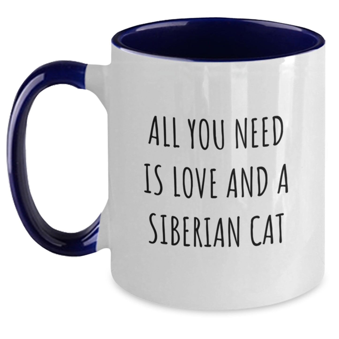 Siberian Cat Gifts from Men to Women on Valentine's - Funny Cat Lover Two Tone Coffee Mug, All You Need Is Love - Main