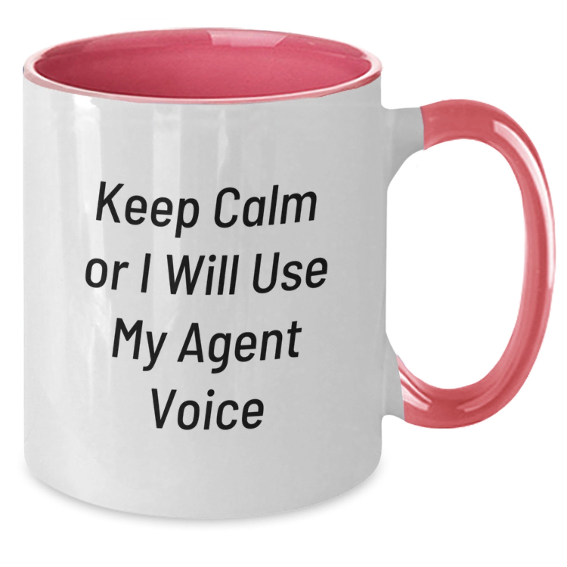 Agent Humor Gifts from Men to Agent, Funny Valentine's Unique Agent Two Tone Coffee Mug, Keep Calm Or I Will Use My Agent Voice - Additional