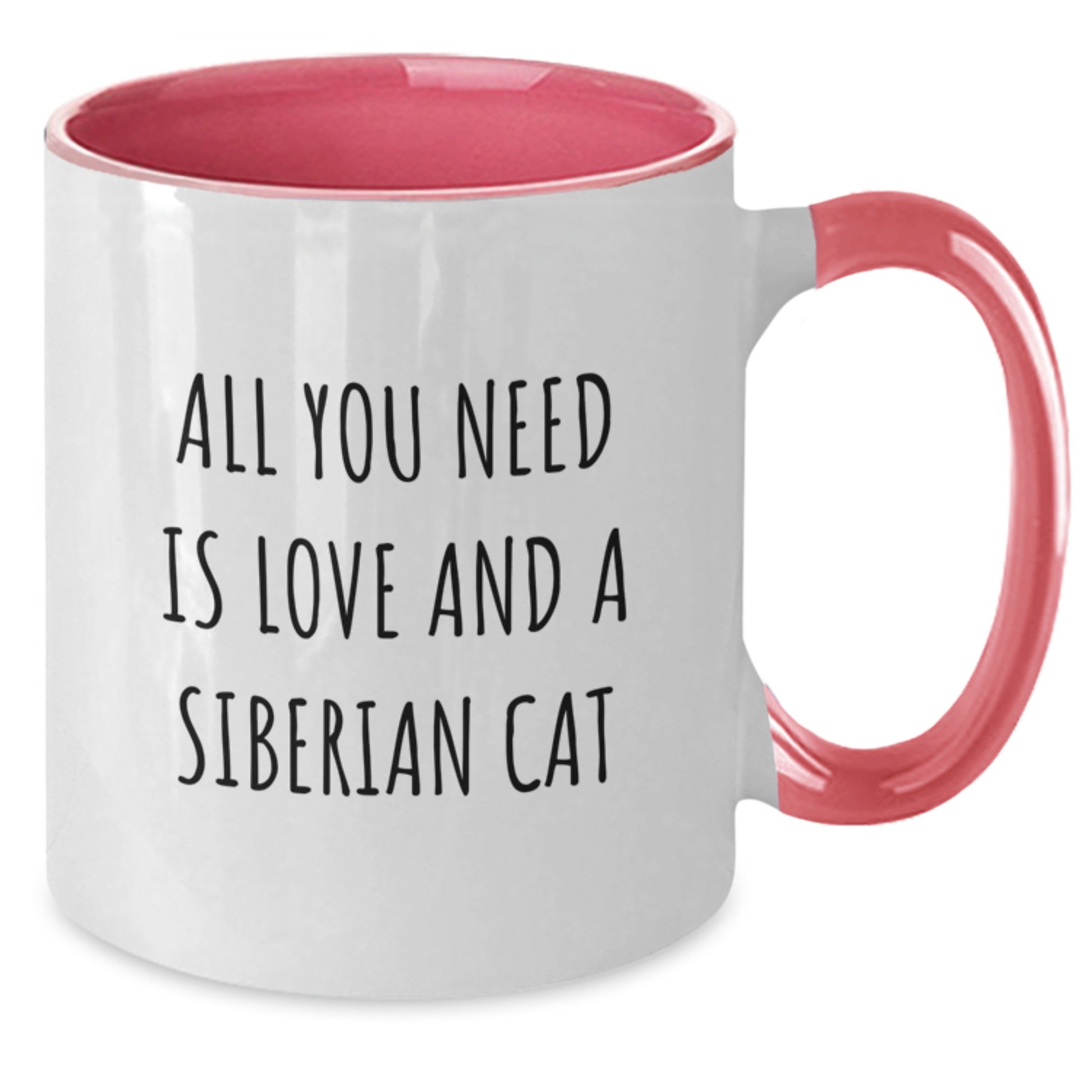Siberian Cat Gifts from Men to Women on Valentine's - Funny Cat Lover Two Tone Coffee Mug, All You Need Is Love - Additional