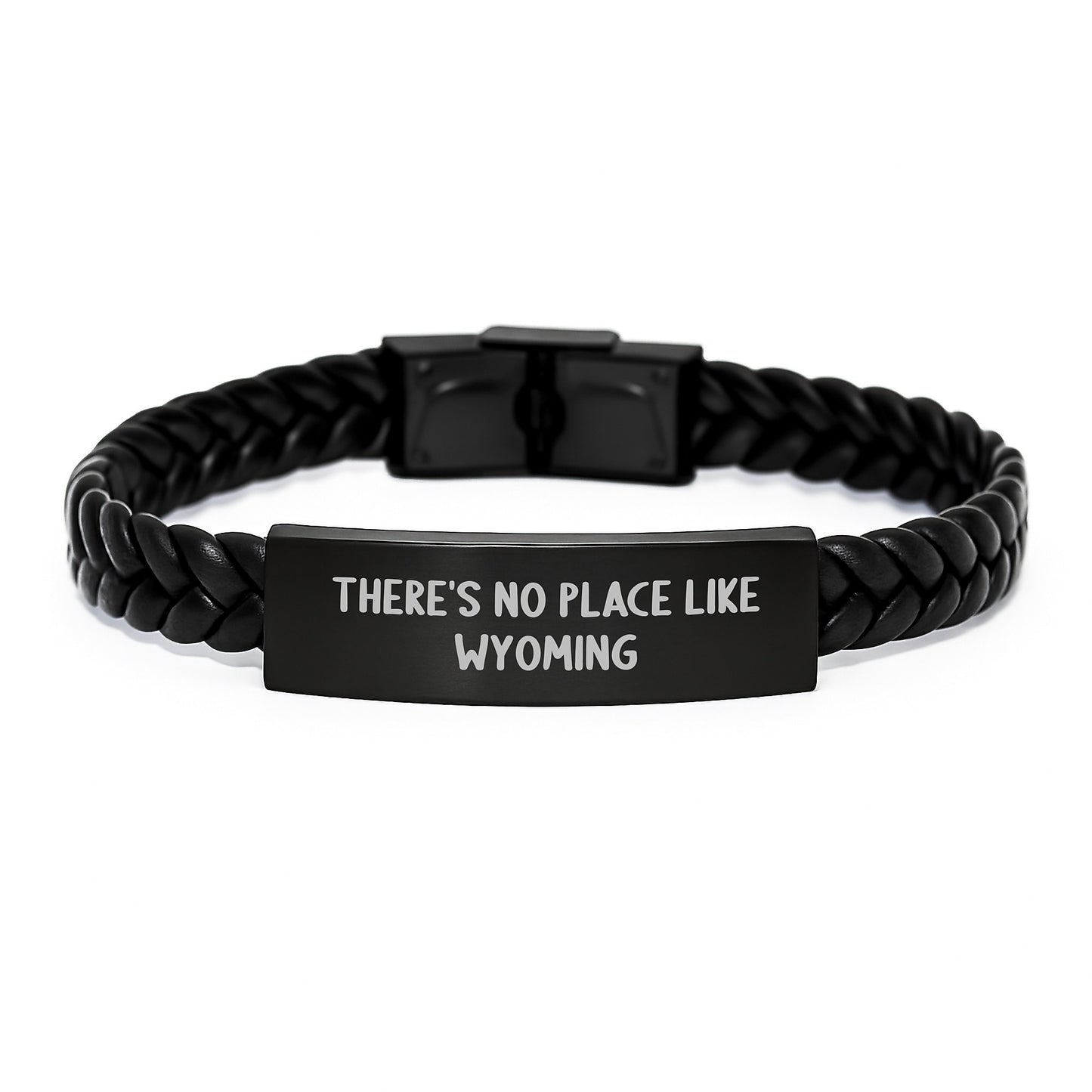 Wyoming Interlaced Leather Bracelet, Funny Quote 'There's No Place Like Wyoming' Gifts for Men, Women, and Friends, Valentine's Unique Gifts from Lover, Sweetheart, Husband - Image 1