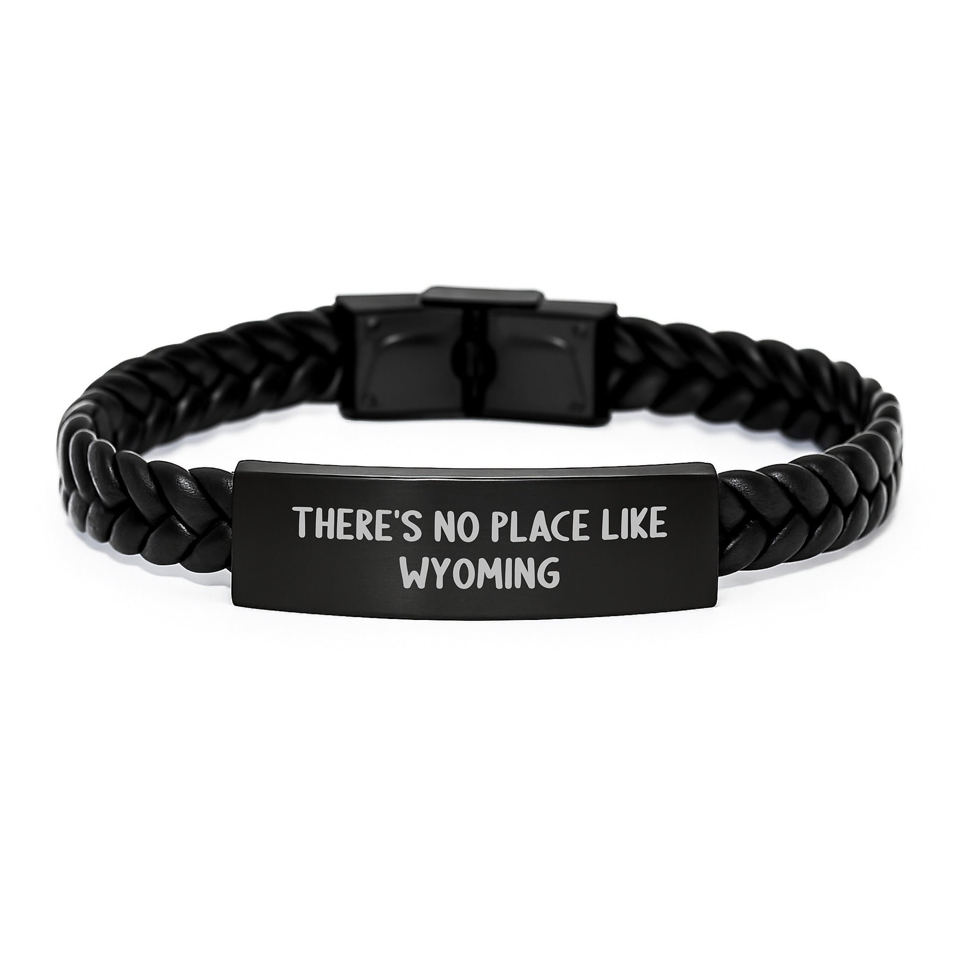 Wyoming Interlaced Leather Bracelet, Funny Quote 'There's No Place Like Wyoming' Gifts for Men, Women, and Friends, Valentine's Unique Gifts from Lover, Sweetheart, Husband - Image 1