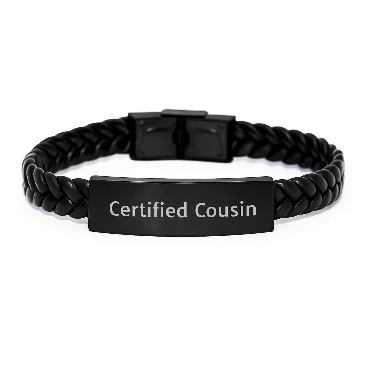 Funny Cousin Gifts, Christmas Unique Gifts for Men, Women, or Family - 'Life is Better with Cousins, I'm Lucky to Have You' Certified Cousin Interlaced Leather Bracelet - Image 1