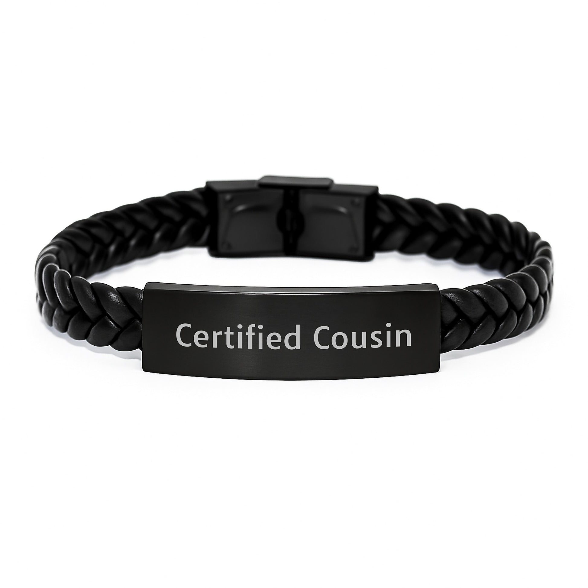 Funny Cousin Gifts, Christmas Unique Gifts for Men, Women, or Family - 'Life is Better with Cousins, I'm Lucky to Have You' Certified Cousin Interlaced Leather Bracelet - Image 1