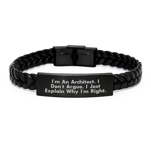 Architect Funny Quote Interlaced Leather Bracelet, Unique Valentine's Gifts from Men to Friends, Customized Gifts for Architect - Image 1