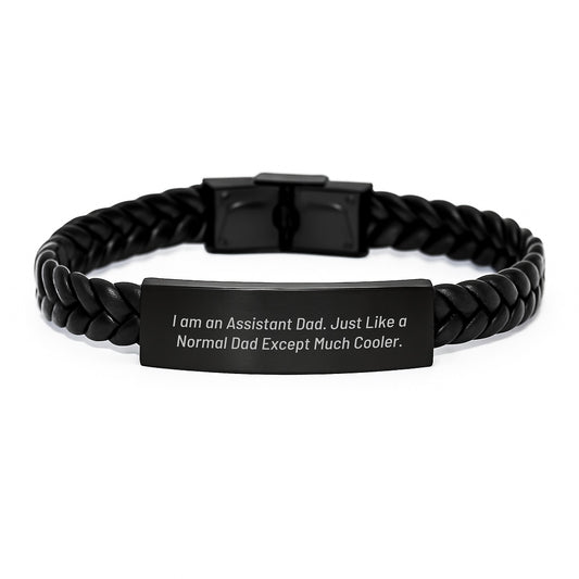 Assistant Dads Gifts from Men to Assistant - Interlaced Leather Bracelet, Funny Quote, Valentine's Unique - Image 1