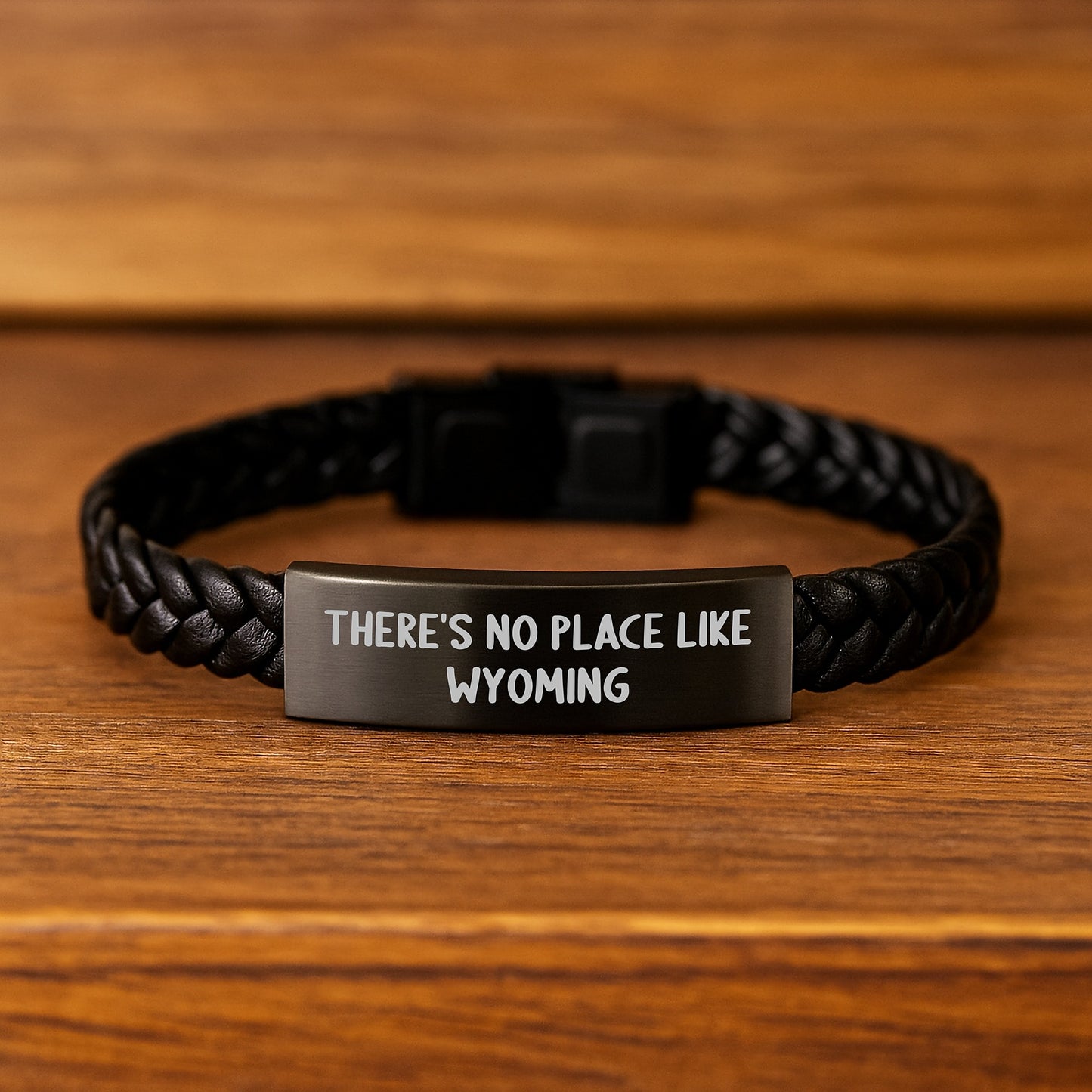 Wyoming Interlaced Leather Bracelet, Funny Quote 'There's No Place Like Wyoming' Gifts for Men, Women, and Friends, Valentine's Unique Gifts from Lover, Sweetheart, Husband - Image 2
