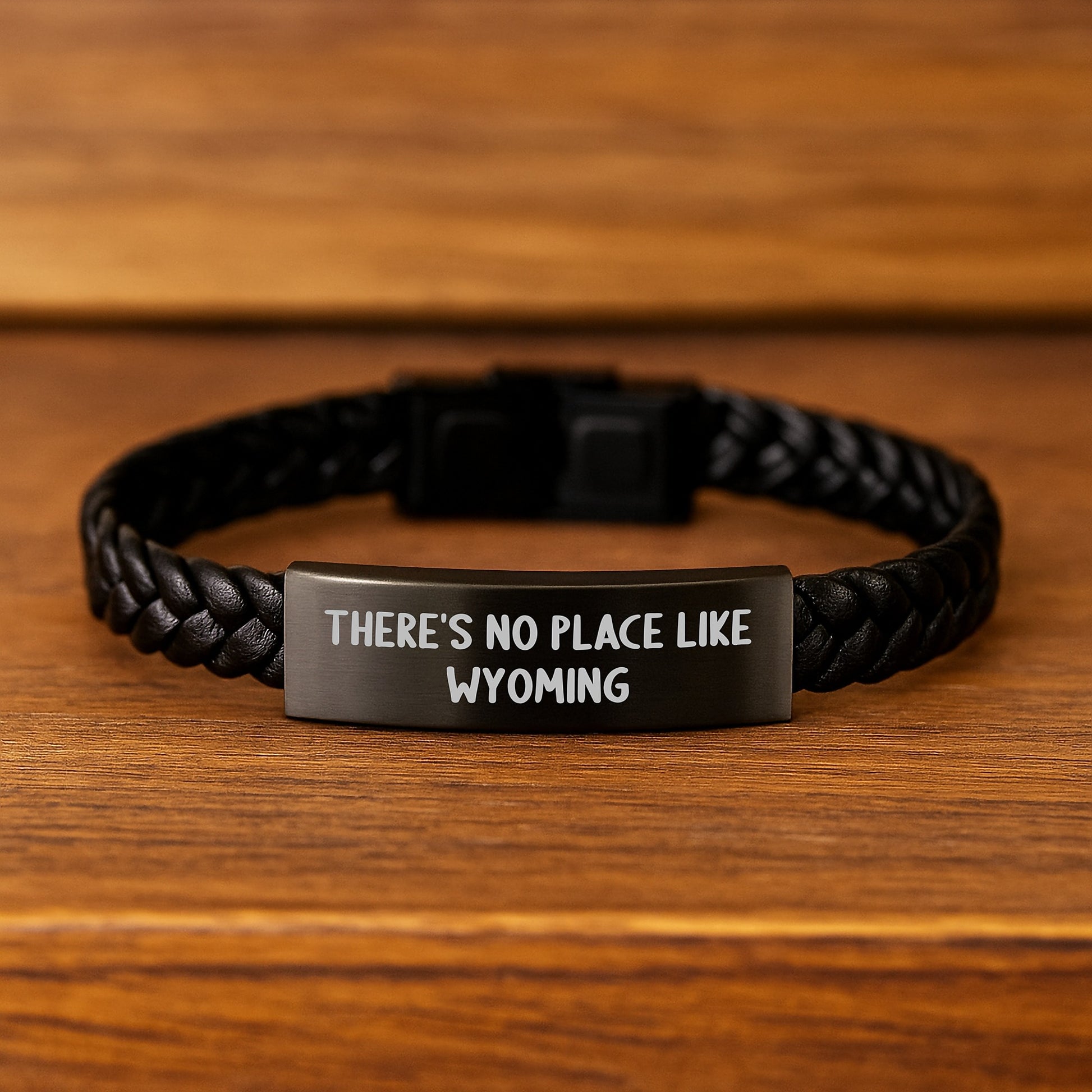 Wyoming Interlaced Leather Bracelet, Funny Quote 'There's No Place Like Wyoming' Gifts for Men, Women, and Friends, Valentine's Unique Gifts from Lover, Sweetheart, Husband - Image 2