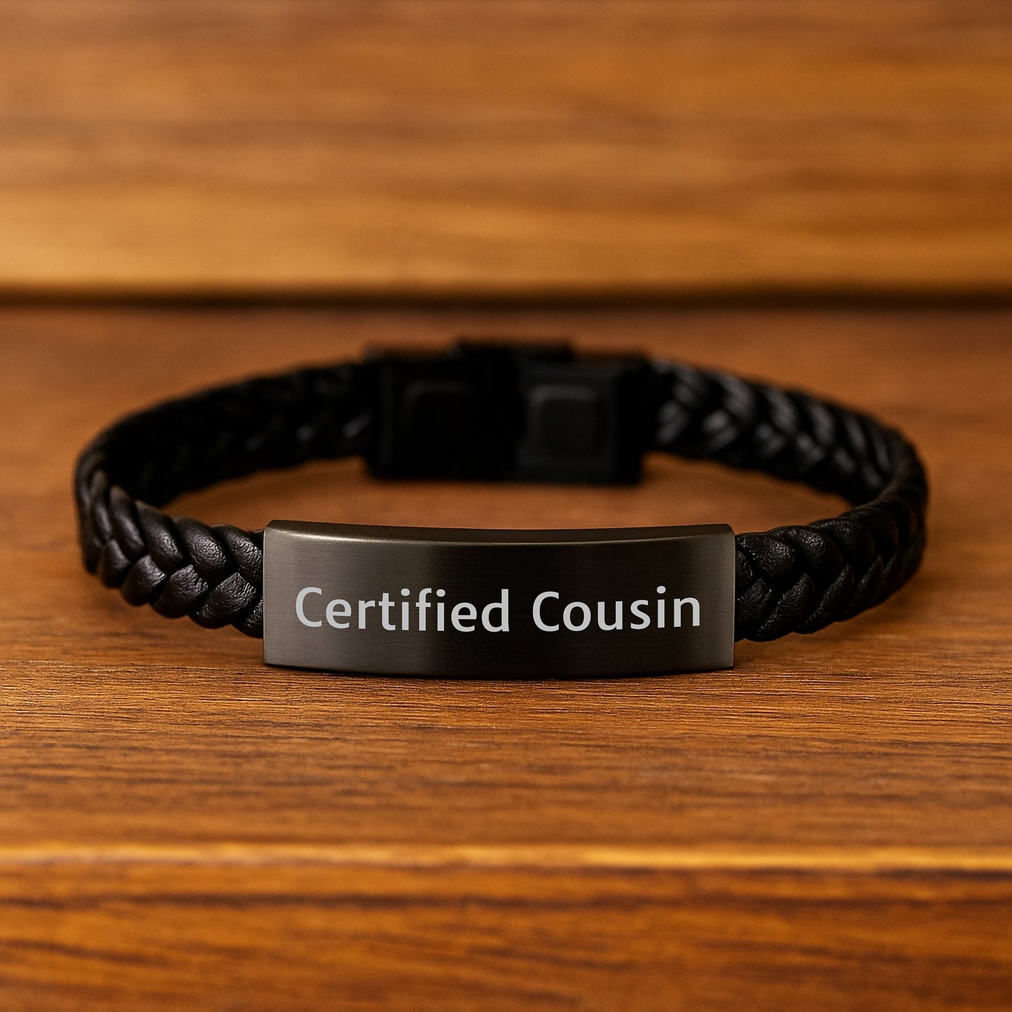 Funny Cousin Gifts, Christmas Unique Gifts for Men, Women, or Family - 'Life is Better with Cousins, I'm Lucky to Have You' Certified Cousin Interlaced Leather Bracelet - Image 2