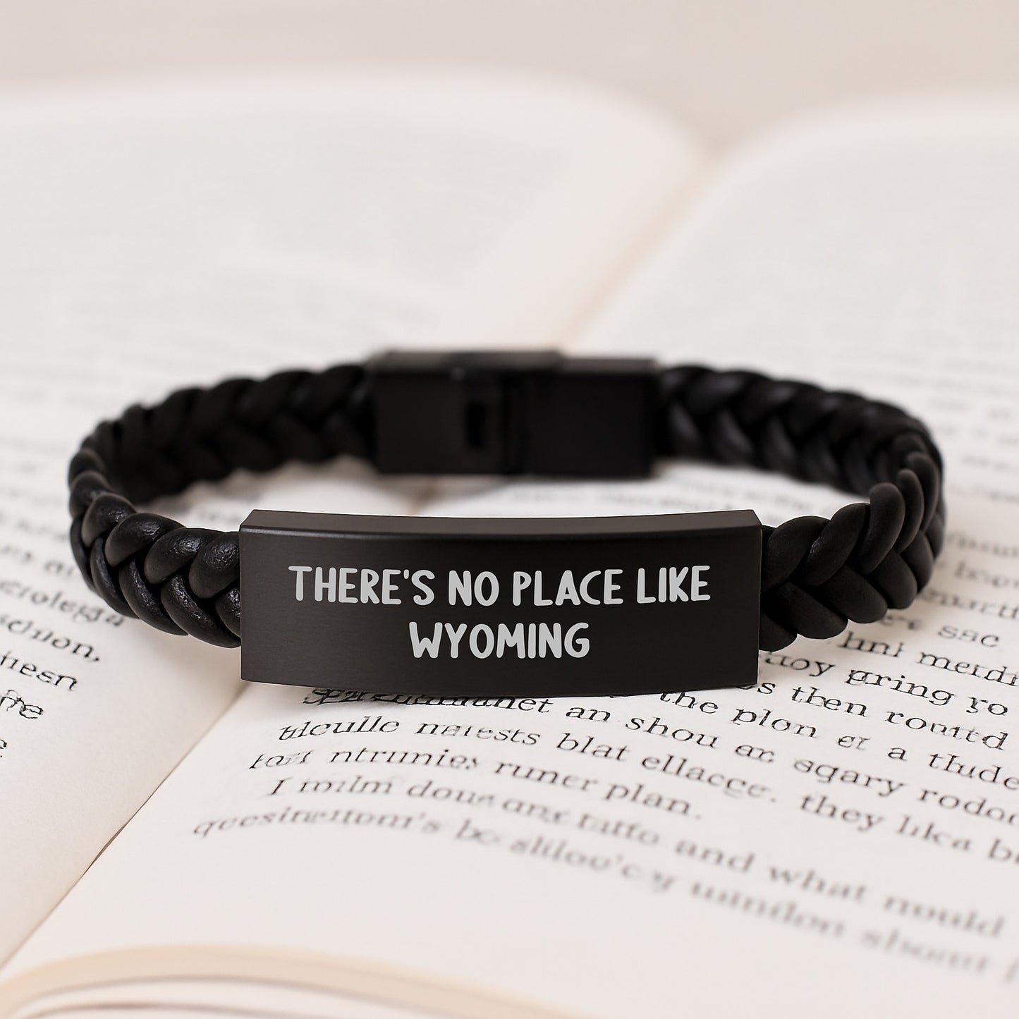 Wyoming Interlaced Leather Bracelet, Funny Quote 'There's No Place Like Wyoming' Gifts for Men, Women, and Friends, Valentine's Unique Gifts from Lover, Sweetheart, Husband - Image 3