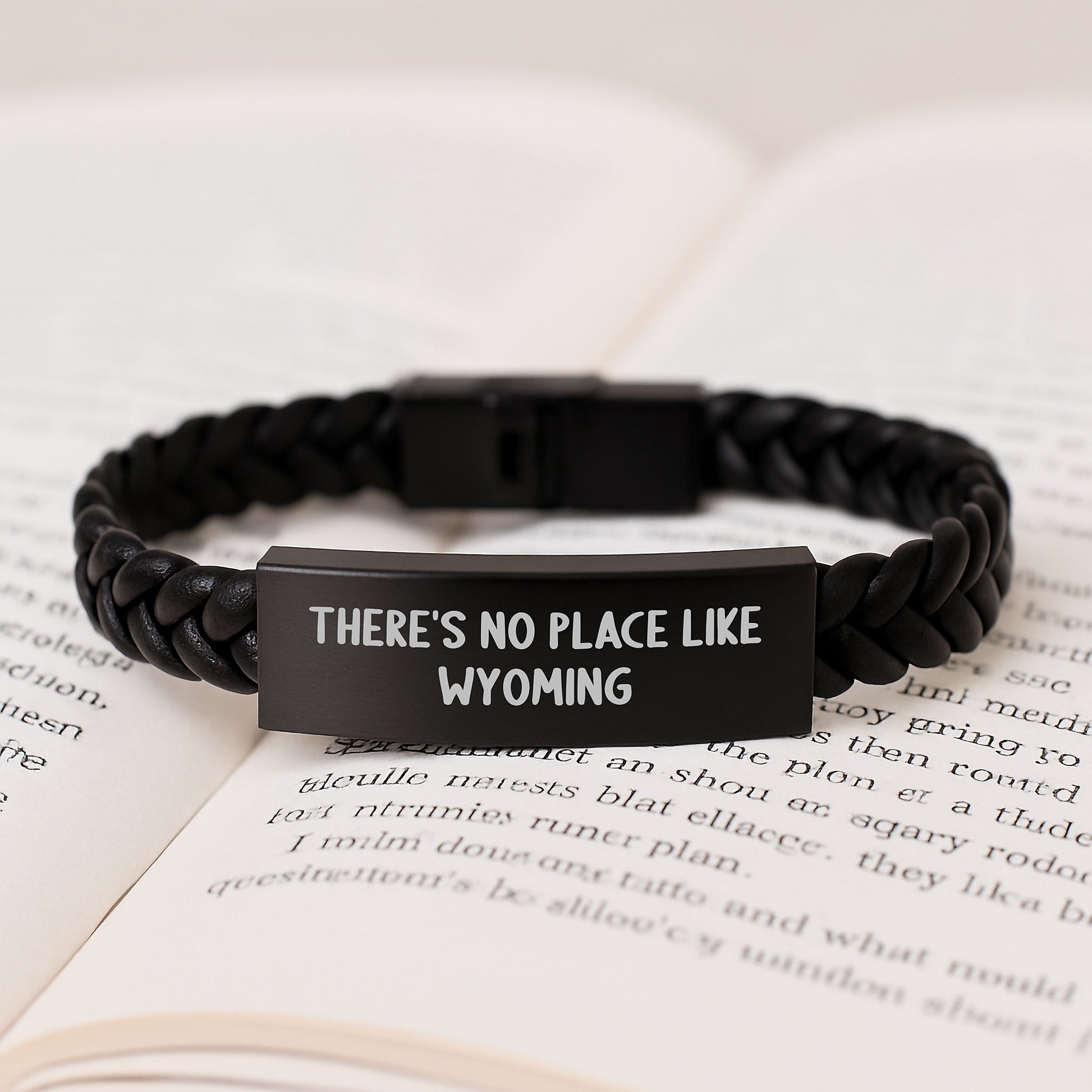Wyoming Interlaced Leather Bracelet, Funny Quote 'There's No Place Like Wyoming' Gifts for Men, Women, and Friends, Valentine's Unique Gifts from Lover, Sweetheart, Husband - Image 3