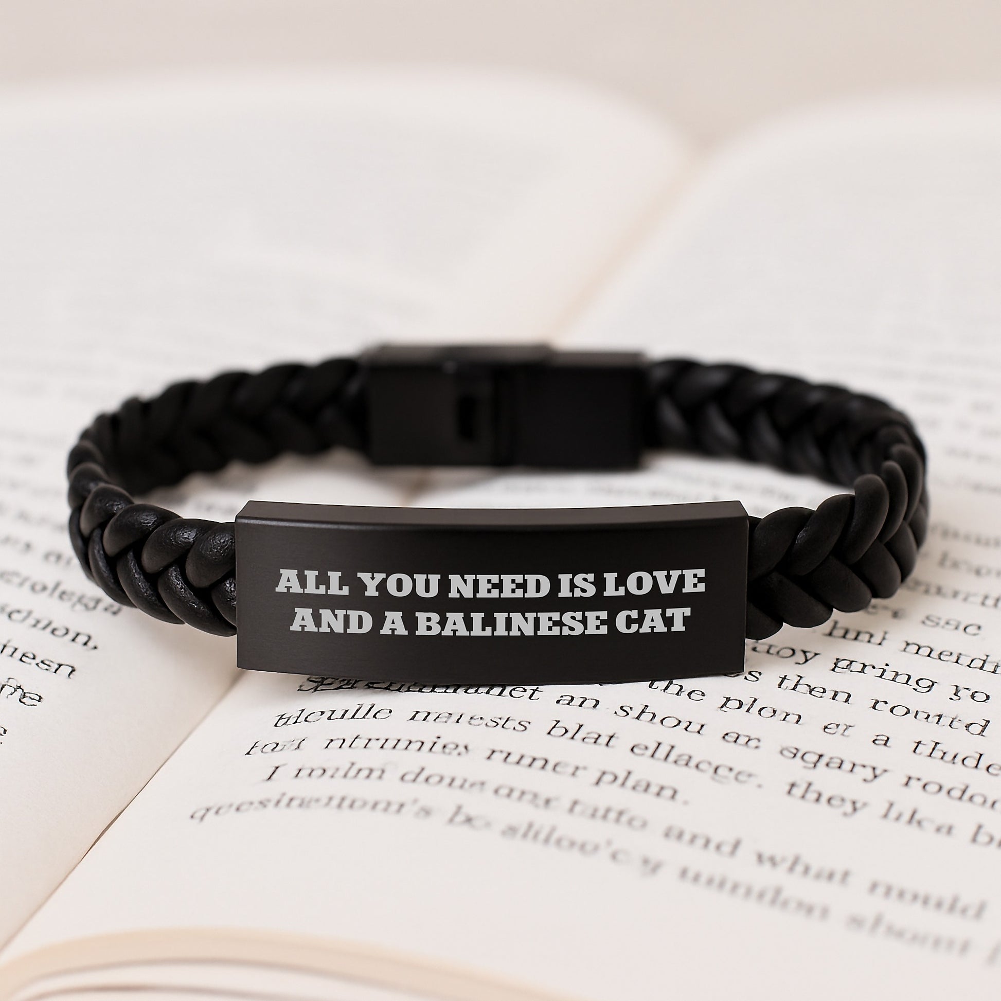 Balinese Cat Lover's Gift, Interlaced Leather Bracelet with Funny Quote 'All You Need Is Love And A Balinese Cat', Unique Valentine's Gifts from Friend to Family - Image 3