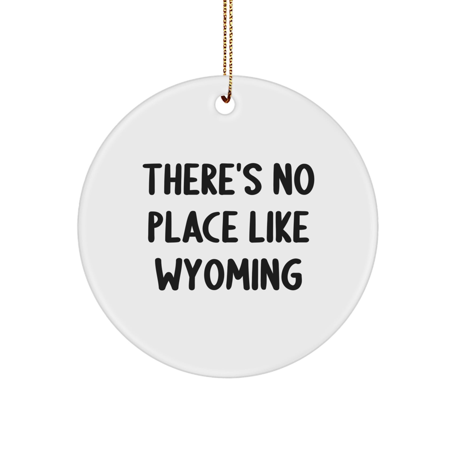 Wyoming Christmas Unique Gifts from Friends and Family - There's No Place Like Wyoming Circle Ornament, Funny Quote - Image 1