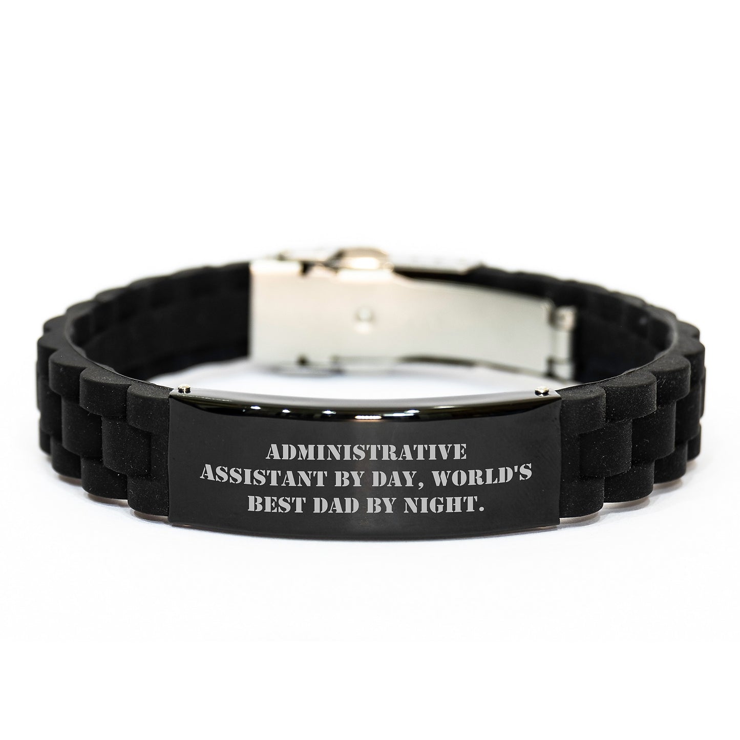 Administrative Assistant Funny Quote Glide lock Clasp Bracelet Gifts for Men from Dad, Unique Valentine's Gifts for Him, Funny Quote Jewelry for Men - Image 1
