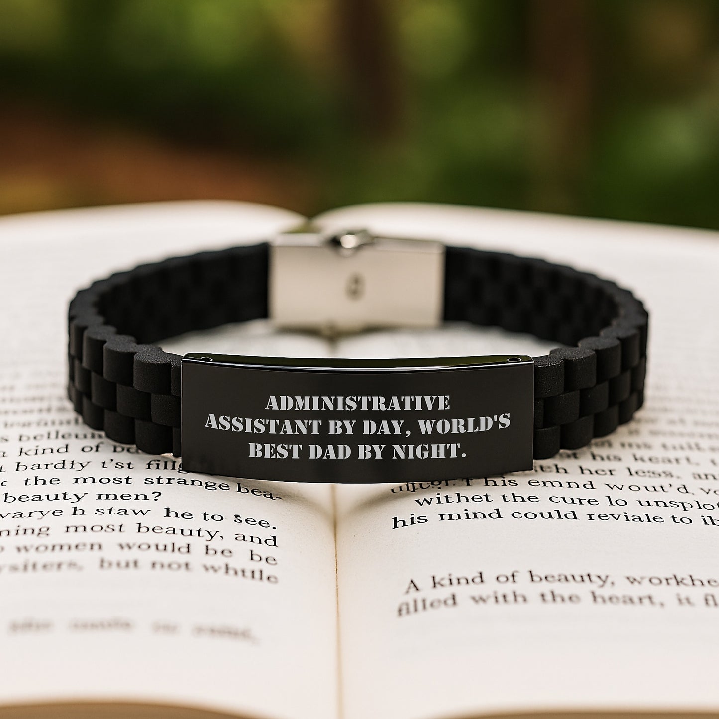 Administrative Assistant Funny Quote Glide lock Clasp Bracelet Gifts for Men from Dad, Unique Valentine's Gifts for Him, Funny Quote Jewelry for Men - Image 2