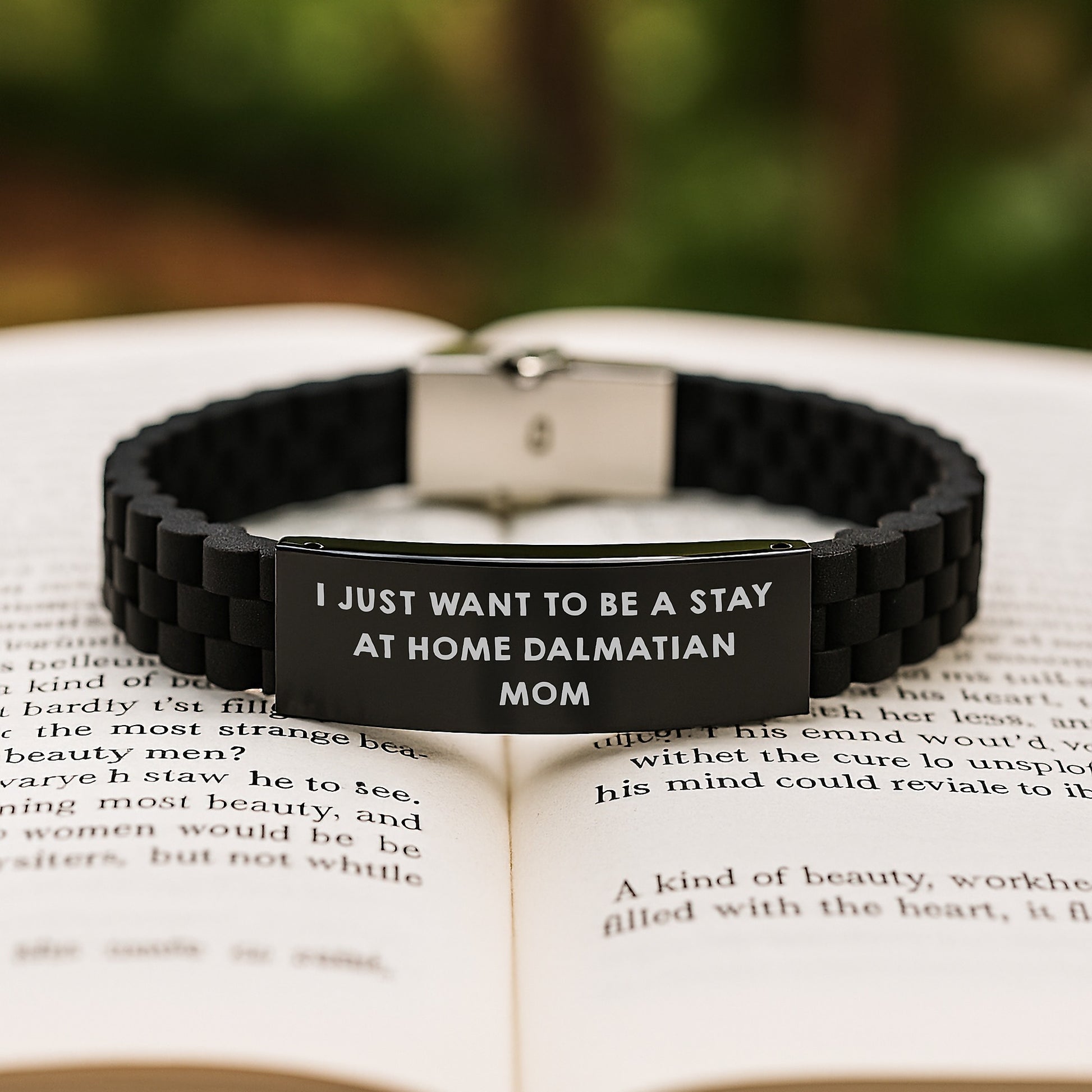 Funny Dalmatian Dog Gifts for Mom, Inspirational Quote 'I Just Want To Be A Stay At Home' Glide lock Clasp Bracelet, Christmas Unique Gifts from Women - Image 2