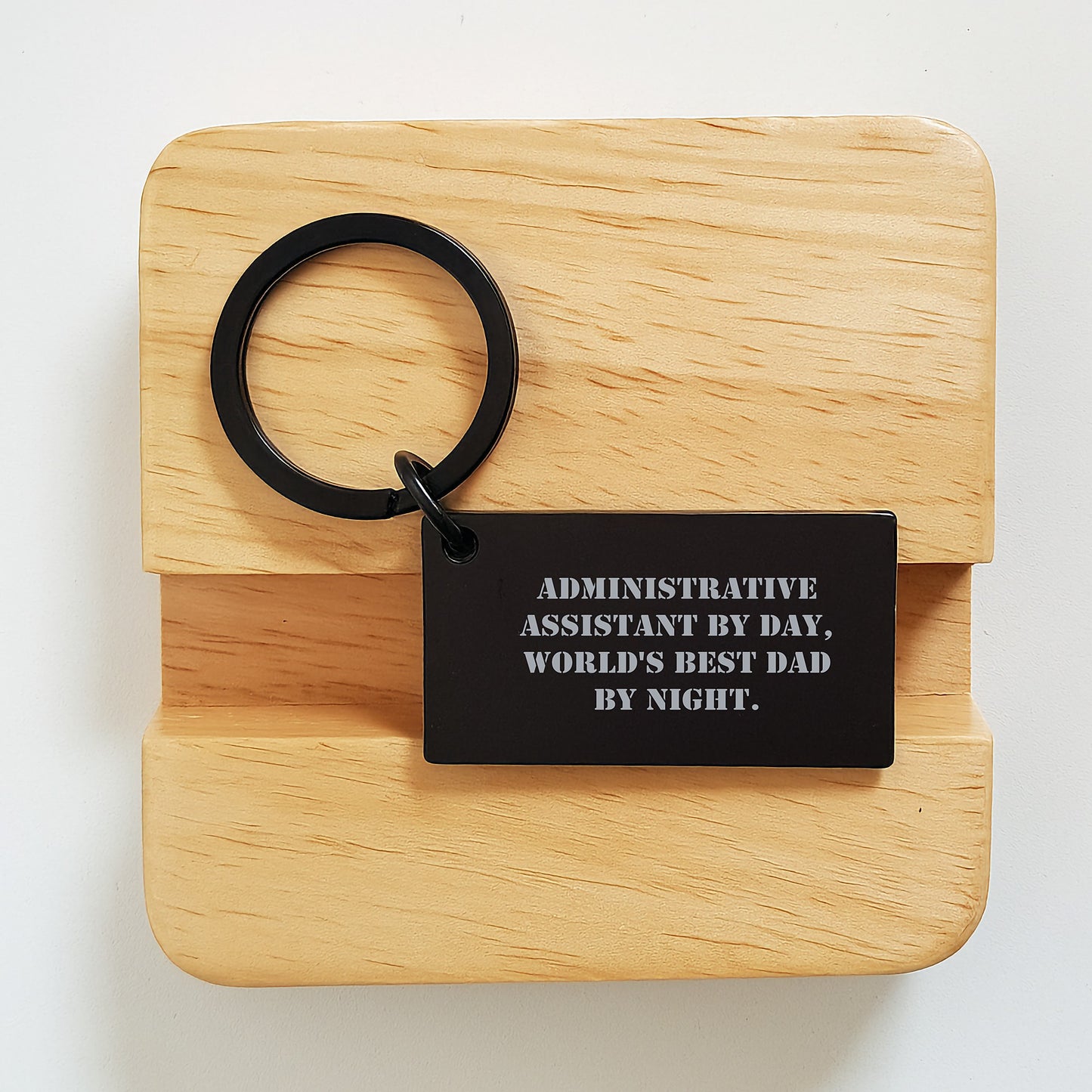 Administrative Assistant Gifts, Funny Keychain, 'Administrative Assistant By Day, World's Best Dad By Night' Quote, Unique Valentine's Gifts from Men to Administrative Assistants - Image 2