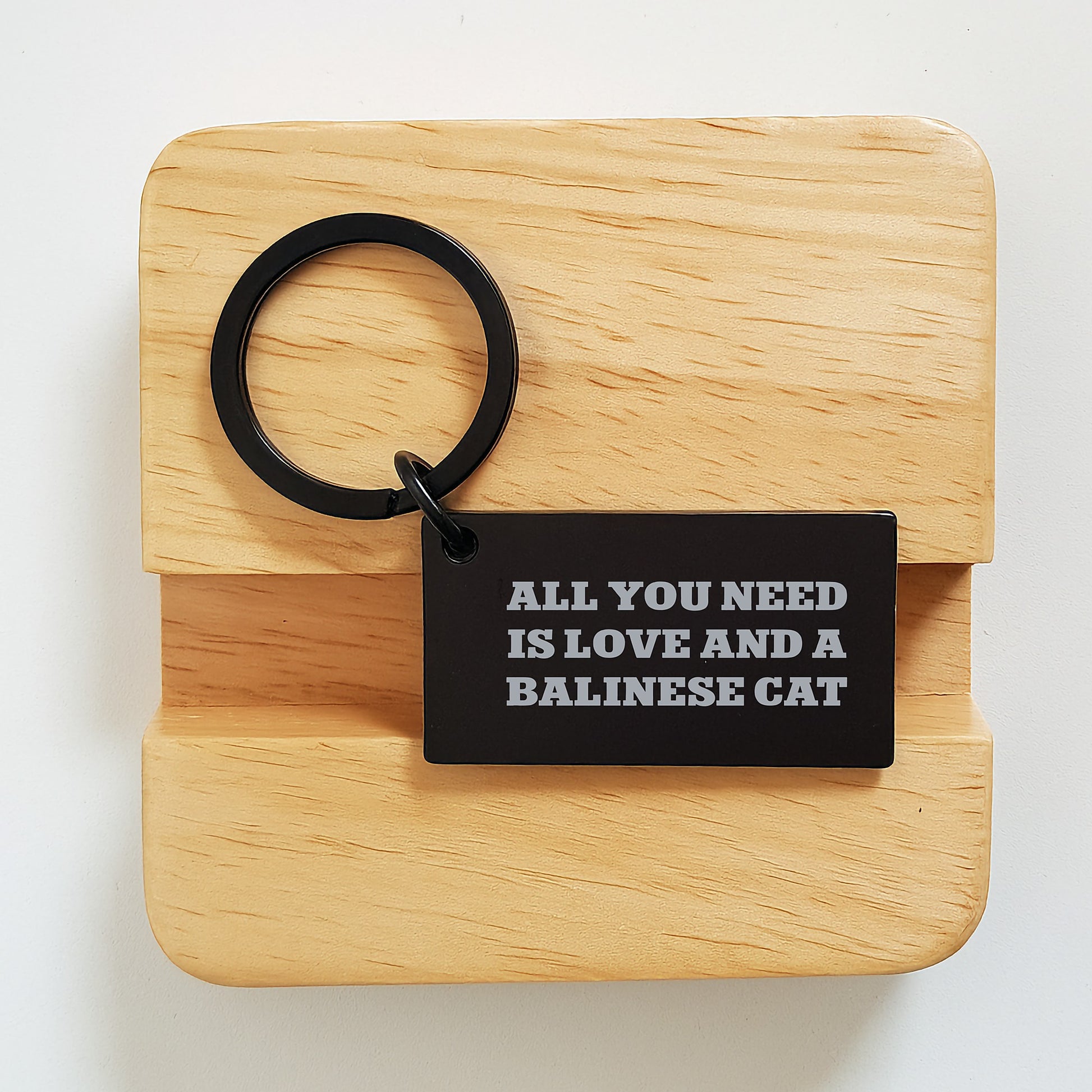 Balinese Cat Lover Gifts from Men to Women Valentine's Unique Keychain with 'All You Need Is Love And A Balinese Cat' Quote - Image 2