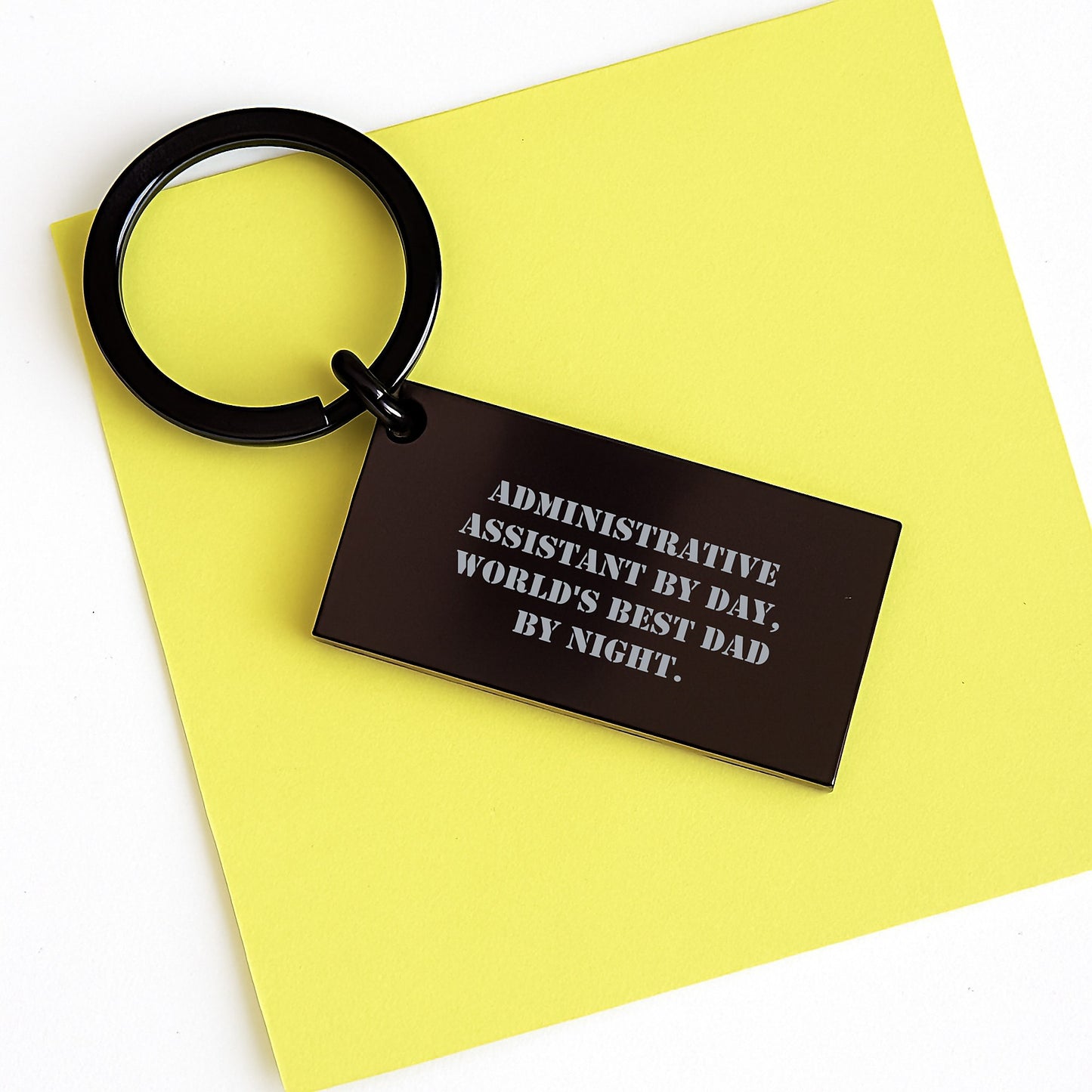 Administrative Assistant Gifts, Funny Keychain, 'Administrative Assistant By Day, World's Best Dad By Night' Quote, Unique Valentine's Gifts from Men to Administrative Assistants - Image 3