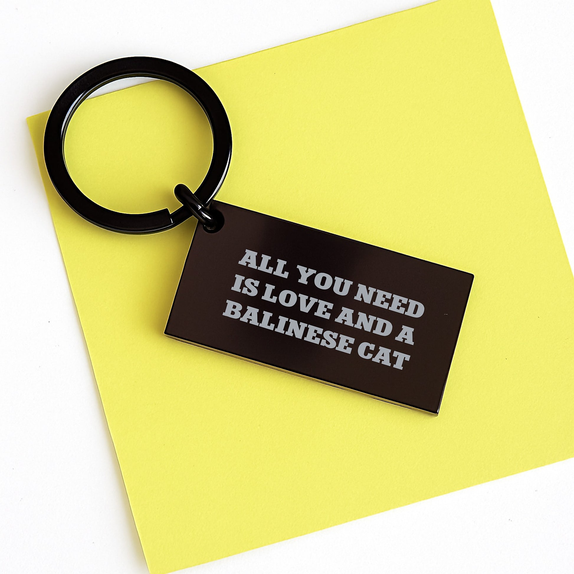 Balinese Cat Lover Gifts from Men to Women Valentine's Unique Keychain with 'All You Need Is Love And A Balinese Cat' Quote - Image 3