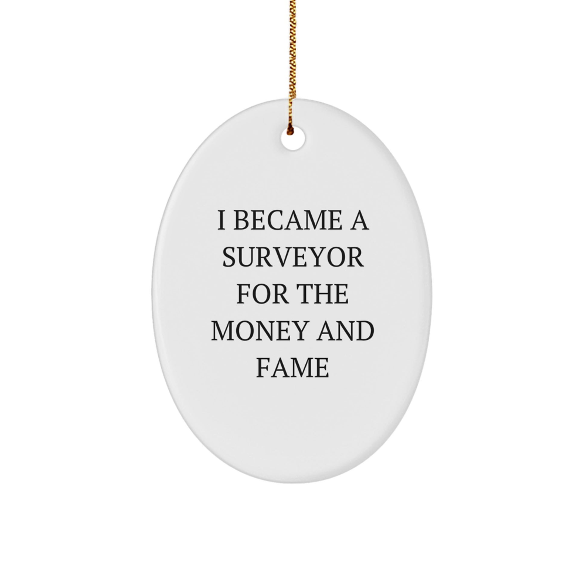 Funny Surveyor Gifts for Men from Friends, Oval Ornament with Inspirational Quote for Surveyor Enthusiasts, Christmas Unique Gifts - Image 1