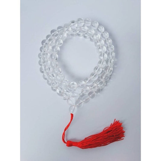 108 White Crystal Prayer Beads 12mm - Thai Buddhist Collectible Amulet